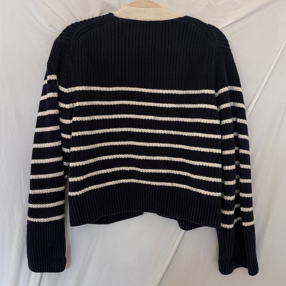 GAP Navy and Cream Striped Cardigan size large - Picture 5 of 7